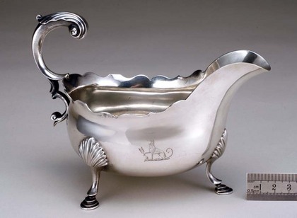 Georgian Silver Sauce Boat - Watts Family Crest